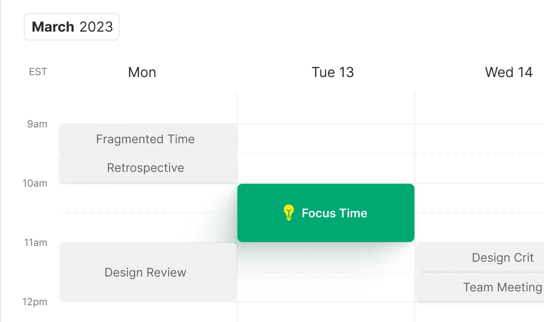 ClockCycle calendar with protected focus time